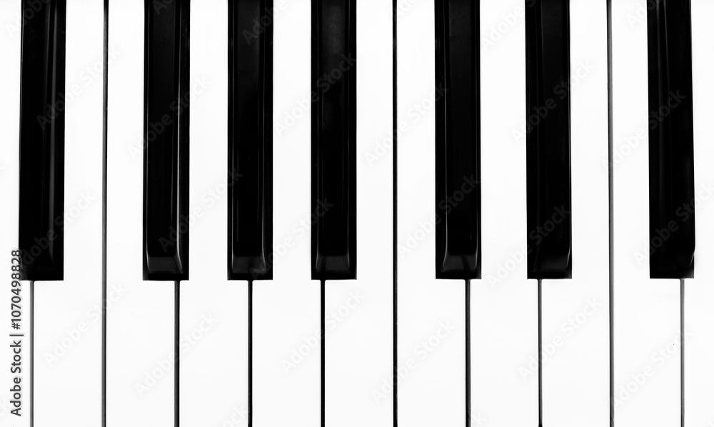 close-up Top view of realistic shaded monochrome piano keyboard. close-up Top view of realistic shaded monochrome piano keyboard.