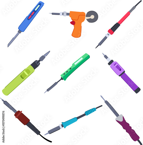 soldering iron set cartoon. wire circuit, desolder station, temperature lead soldering iron sign. isolated symbol vector illustration
