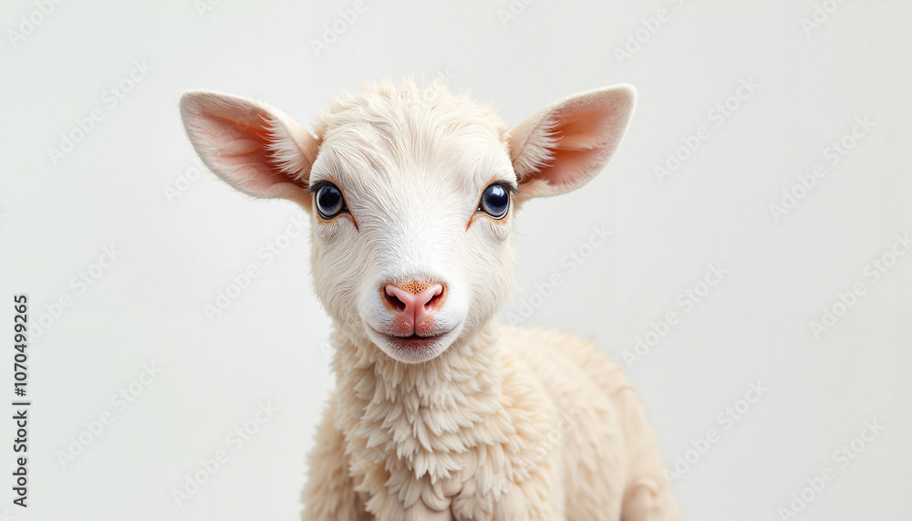 Adorable Lamb Portrait on Soft White Background Adorable Lamb Portrait on Soft White Background