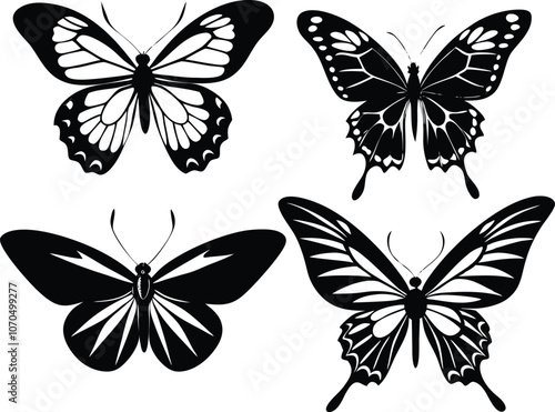 set of Butterfly silhouette butterfly silhouette icon vector illustration 