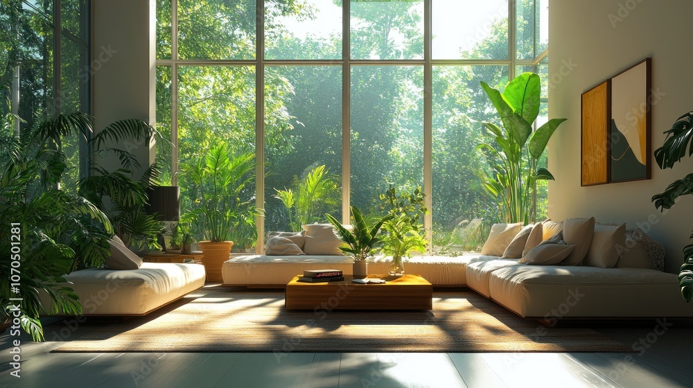 Fototapeta premium Modern living room with a view