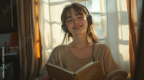 Free Download 本を読みながら音楽を聴く女性 - GFXLoad