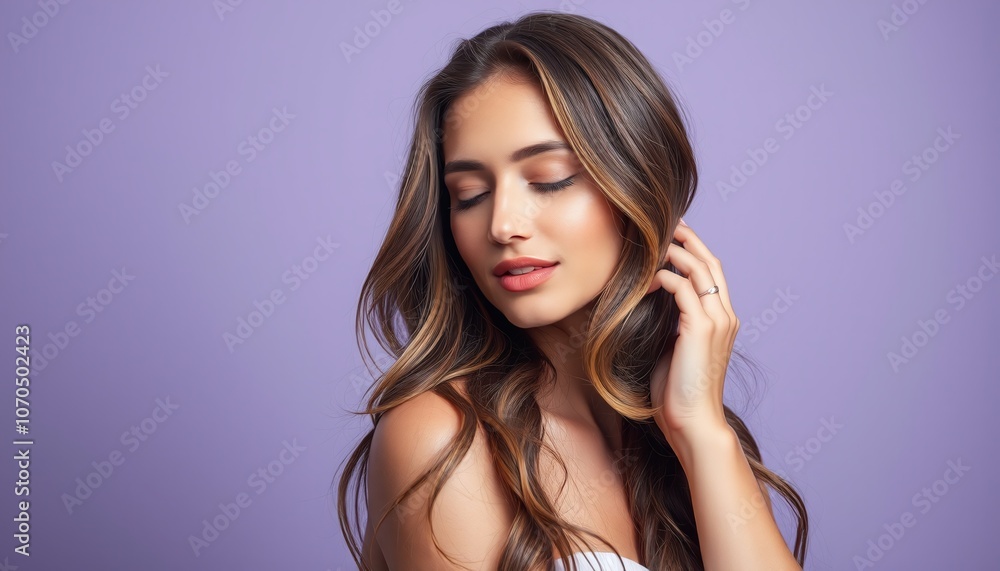 Beautiful Woman with Long Flowing Hair, Portrait Beautiful Woman with Long Flowing Hair, Portrait