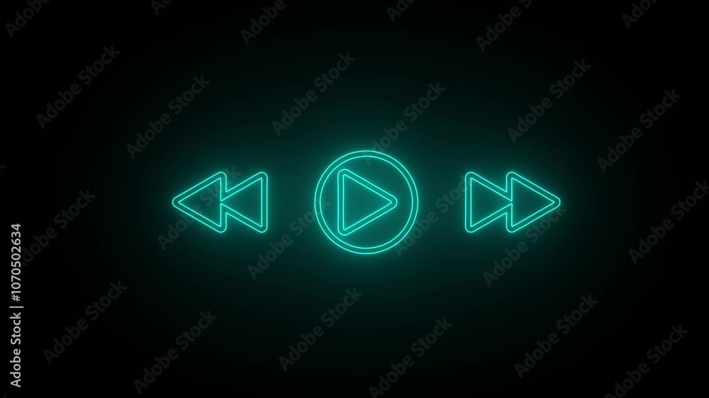 Glowing neon Bar animation for video or music player on black background. Music player design icon. Glowing neon Bar animation for video or music player on black background. Music player design icon.