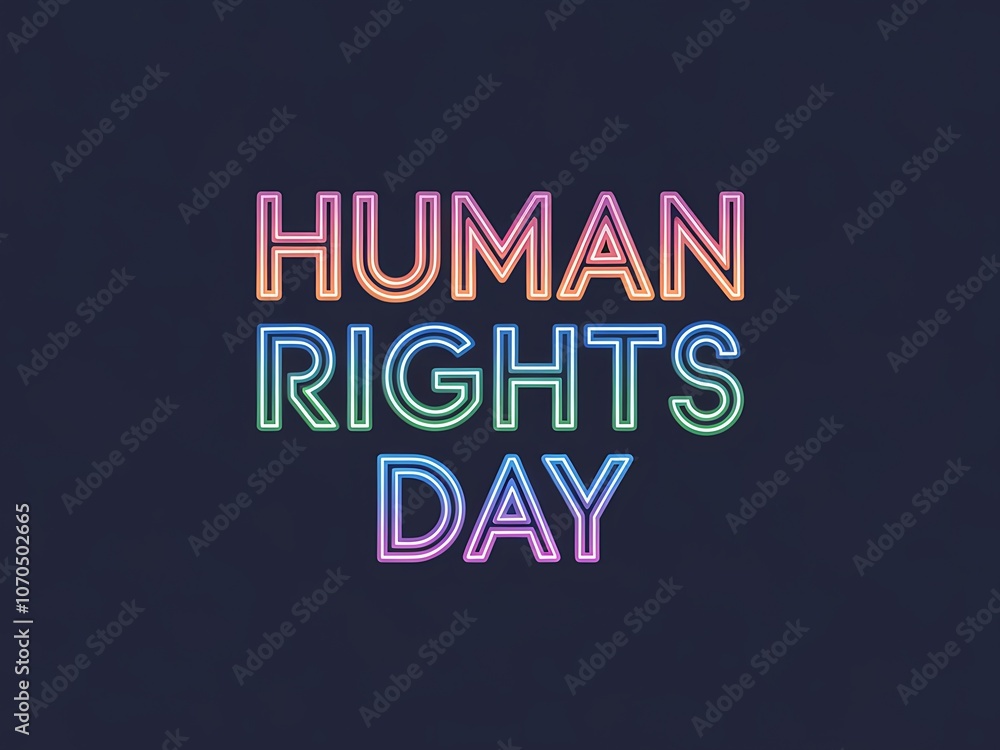 Human Rights Day Text with Rainbow Gradient Human Rights Day Text with Rainbow Gradient