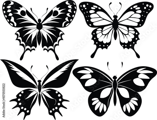 set of Butterfly silhouette butterfly silhouette icon vector illustration 