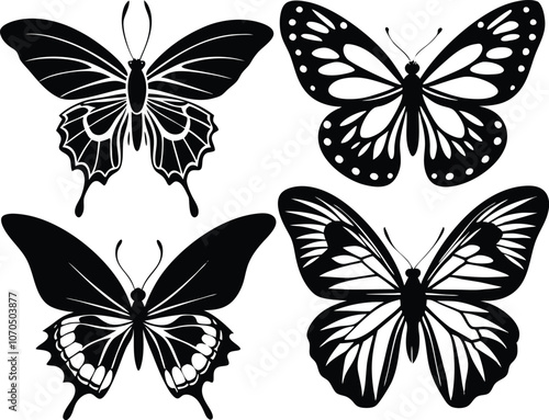 set of Butterfly silhouette butterfly silhouette icon vector illustration 