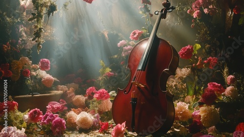 Cello in a Garden of Roses