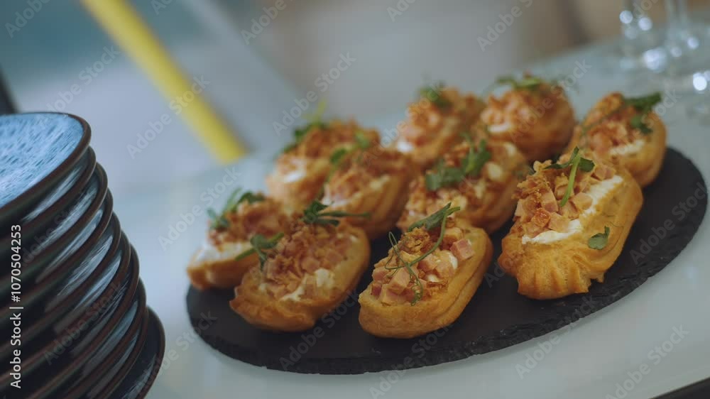 Snacks at the buffet, plate with snacks, buffet, delicacies Snacks at the buffet, plate with snacks, buffet, delicacies