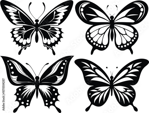 set of Butterfly silhouette butterfly silhouette icon vector illustration 