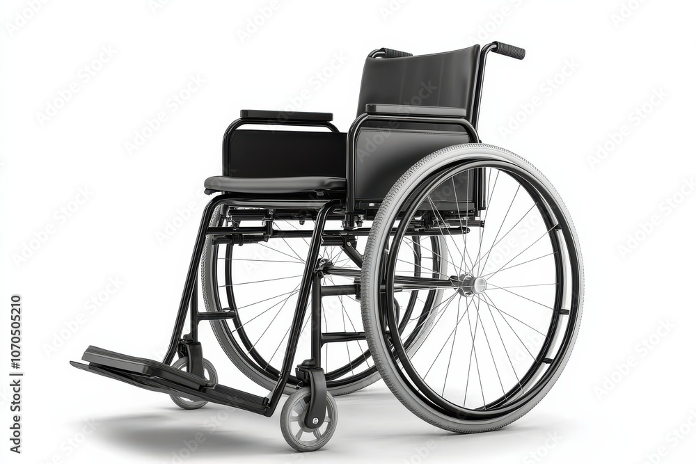 Fototapeta premium Modern black wheelchair with adjustable armrests and leg supports