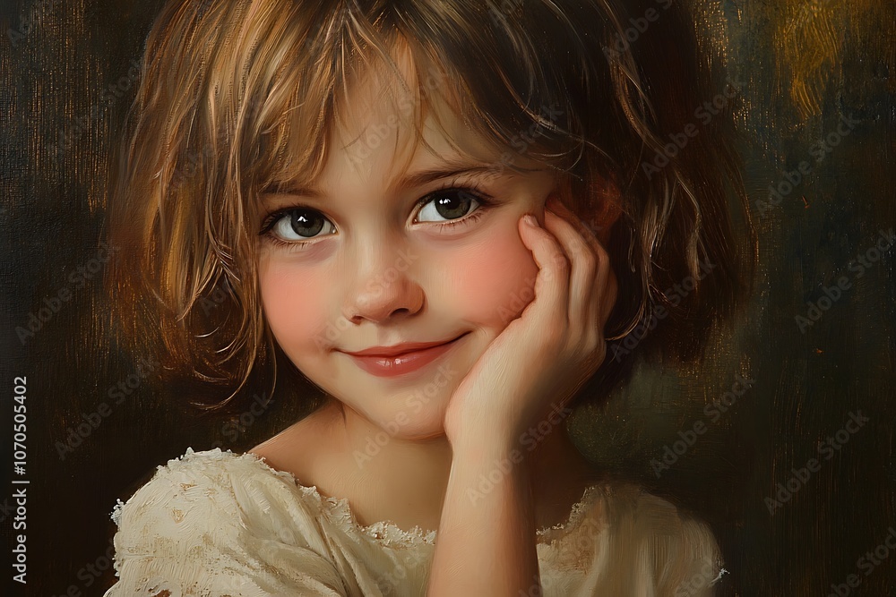 A Portrait of a Young Girl with Brown Hair and Green Eyes A Portrait of a Young Girl with Brown Hair and Green Eyes