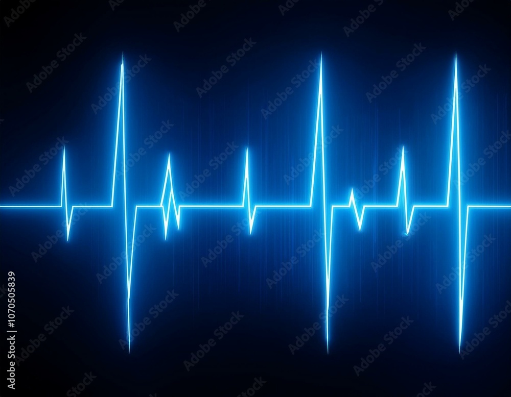 Neon heartbeat pulse line glowing in blue, symbolizing life and health, ideal for medical-themed websites or wellness campaigns Neon heartbeat pulse line glowing in blue, symbolizing life and health, ideal for medical-themed websites or wellness campaigns