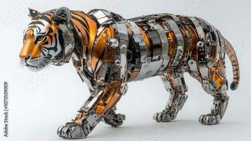 Futuristic Robotic Tiger with Mechanical Details