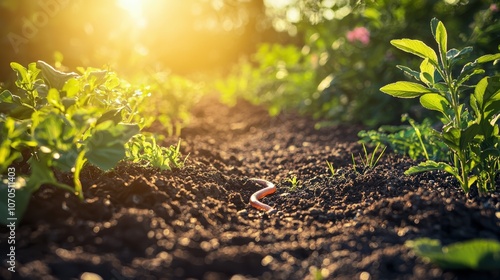 Garden soil hosts vital worms that enrich plant growth and enhance ecosystem health photo