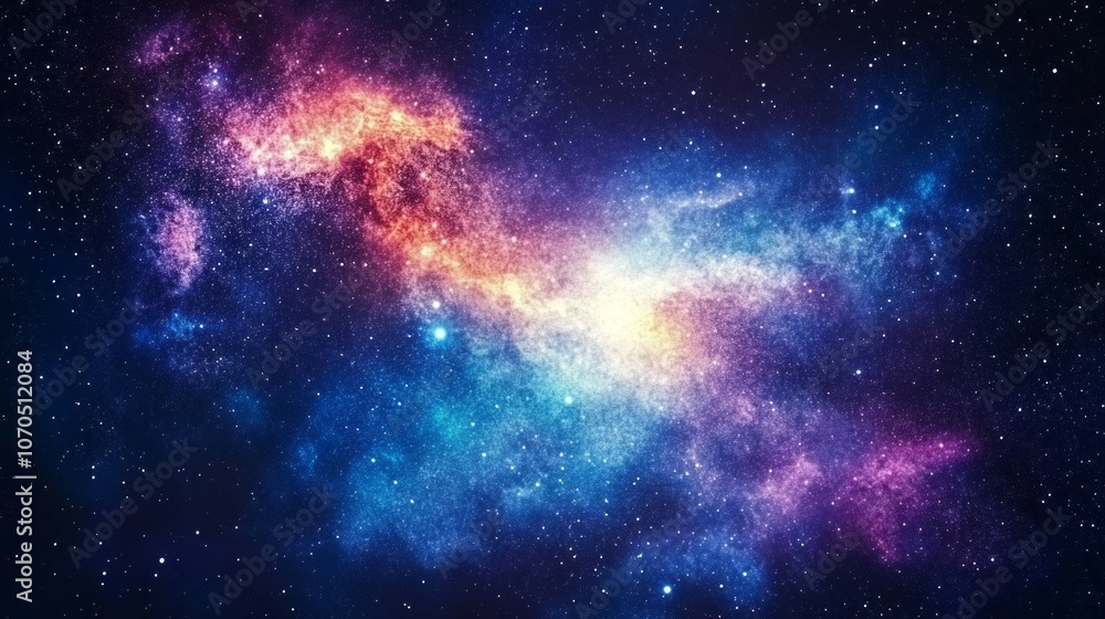 A colorful galaxy with a blue star in the middle A colorful galaxy with a blue star in the middle