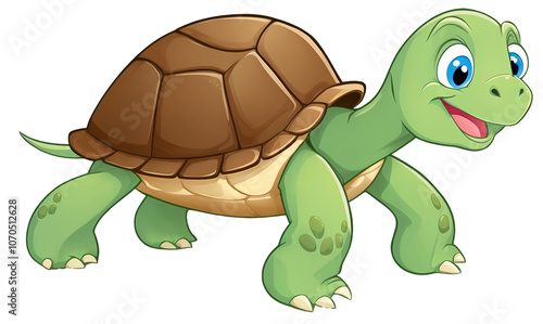 Green turtle cartoon. Animal character