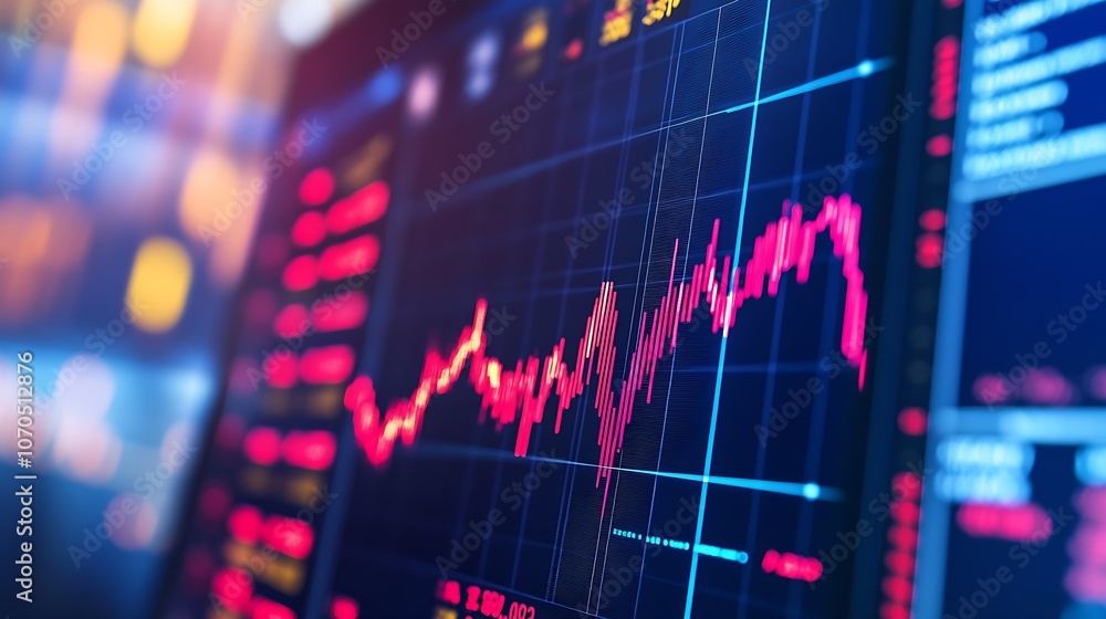 Dynamic stock market data screen with fluctuating financial graphs and charts in vibrant colors : Generative AI Dynamic stock market data screen with fluctuating financial graphs and charts in vibrant colors : Generative AI