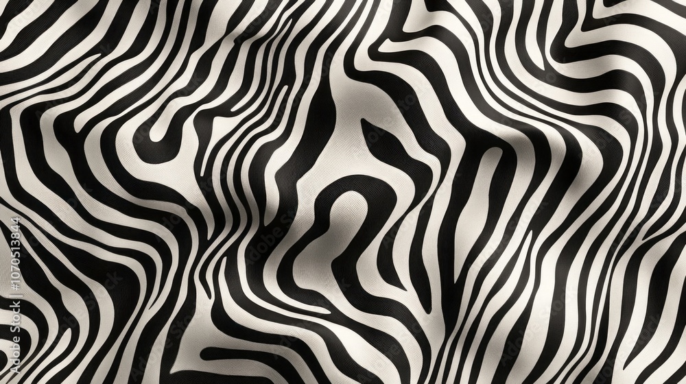 A zebra print fabric with a black and white pattern A zebra print fabric with a black and white pattern