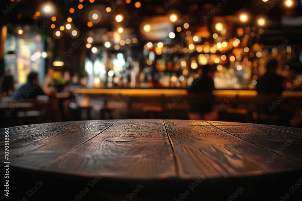 Empty wooden tabletop with a blurred background of coffee shop or restaurant. Empty wooden tabletop with a blurred background of coffee shop or restaurant.