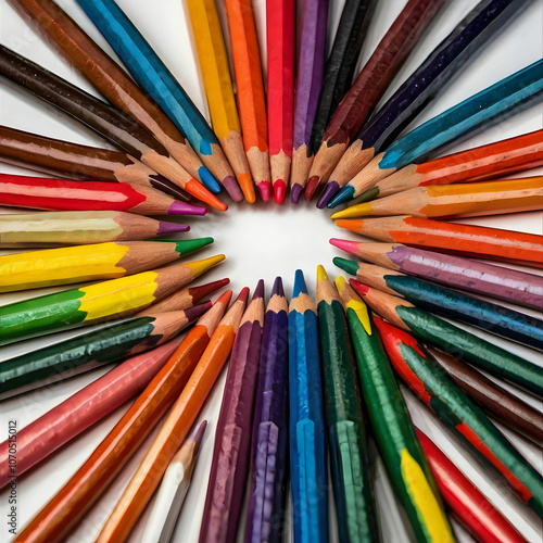 A neatly arranged collection of colored pencils