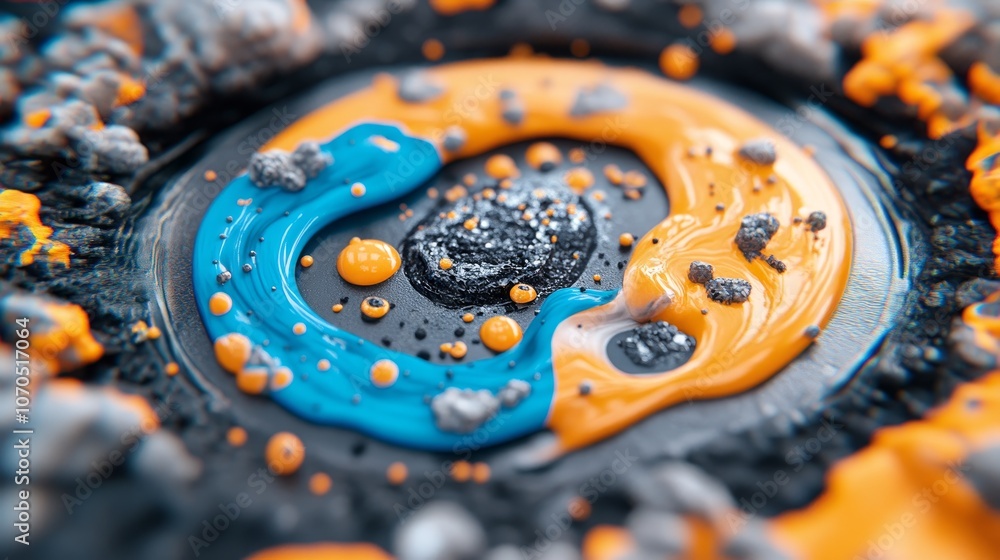 Abstract Blue Orange Paint Swirls Macro Texture Background Abstract Blue Orange Paint Swirls Macro Texture Background