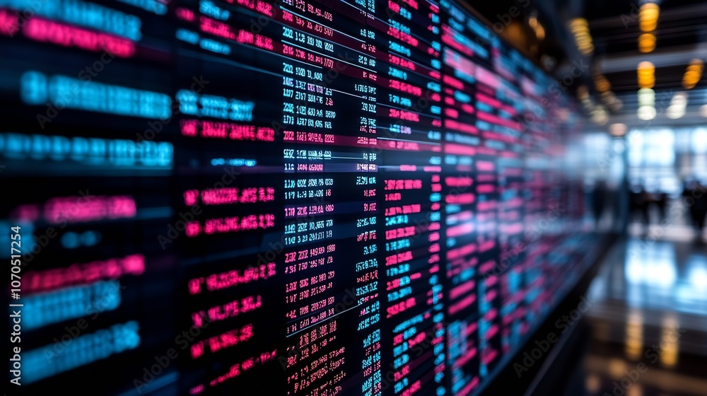 High-Tech Stock Market Trading Display with Blurred Numerals : Generative AI High-Tech Stock Market Trading Display with Blurred Numerals : Generative AI