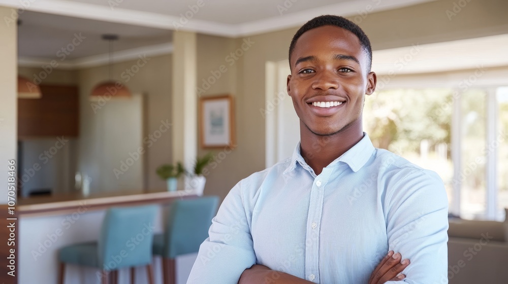 Cheerful Young African Contractor in Modern Interior Cheerful Young African Contractor in Modern Interior