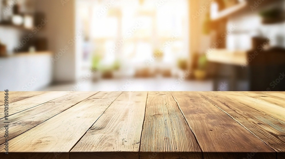 Elegant Wooden Table in Modern Bright Kitchen Elegant Wooden Table in Modern Bright Kitchen