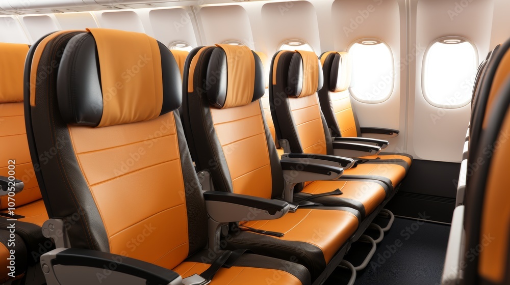 Obraz premium Exploring the contemporary interior design of a modern passenger aircraft cabin experience