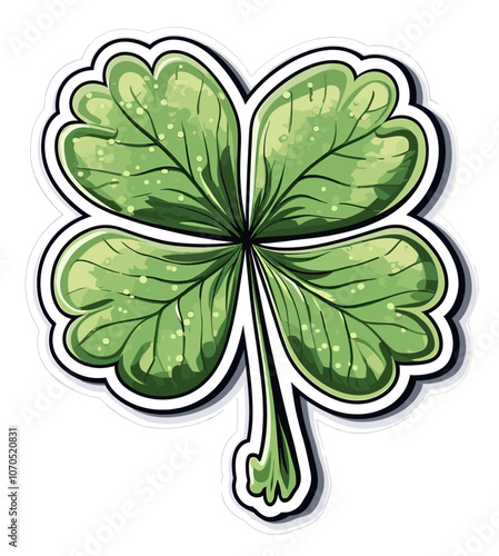 Cartoon sticker of a four leaf clove