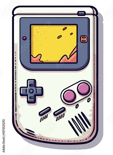 Cartoon sticker of a vintage game boy