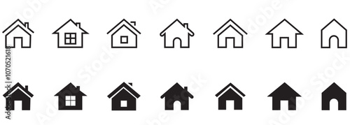 Smart home icon collection. Main page pictogram in filled, thin line, outline editable Stroke. Simple house symbol. House, Technology, Wireless. Professional vector icon. 