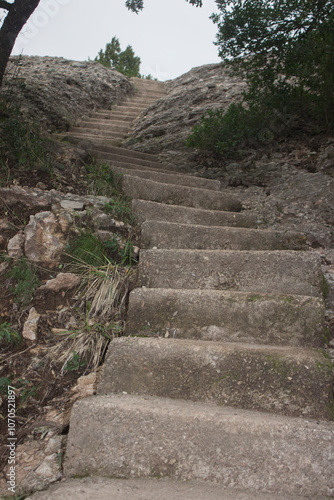 stone steps in the mountains going up.