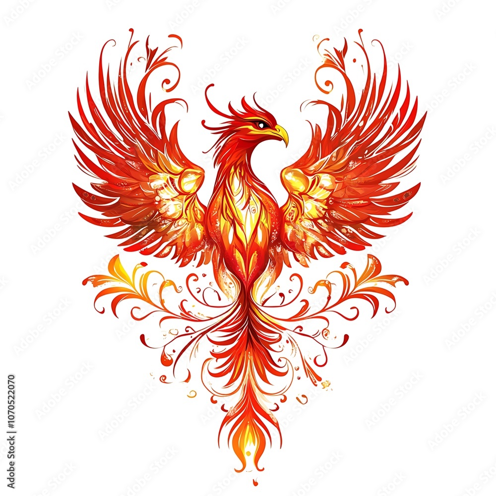Obraz premium Fiery Phoenix with intricate details.