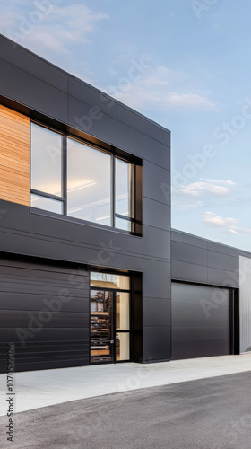 Wallpaper Mural Modern architectural design of a sleek commercial building with glass and metal accents Torontodigital.ca