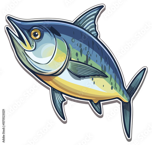 Cartoon sticker of a Tuna fish