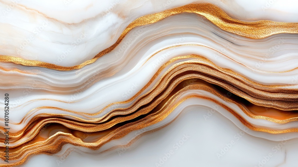 Abstract White and Gold Marble Texture with Wavy Lines Abstract White and Gold Marble Texture with Wavy Lines
