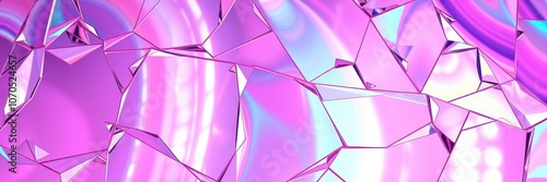 A close-up view of iridescent, pink geometric shapes photo