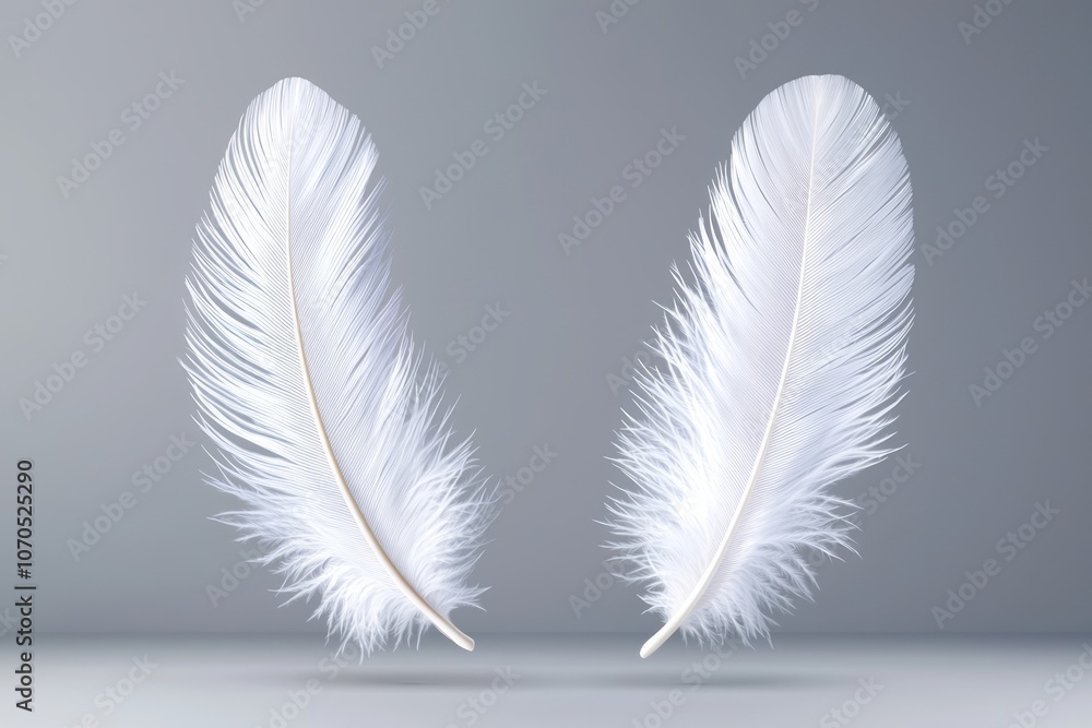 white feathers collection, set of different falling fluffy twirled feathers, isolated on transparent background. Realistic style white feathers collection, set of different falling fluffy twirled feathers, isolated on transparent background. Realistic style