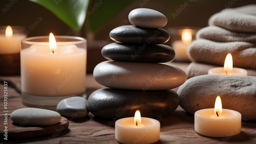 Spa concept with zen basalt stones with flowers Spa concept with zen basalt stones with flowers