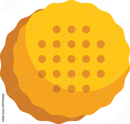 Round yellow cookie with holes is looking delicious on white background