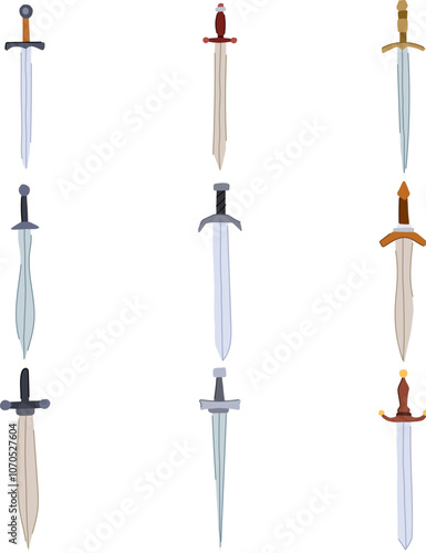 sword knight set cartoon. warrior medieval, battle shield, honor quest sword knight sign. isolated symbol vector illustration