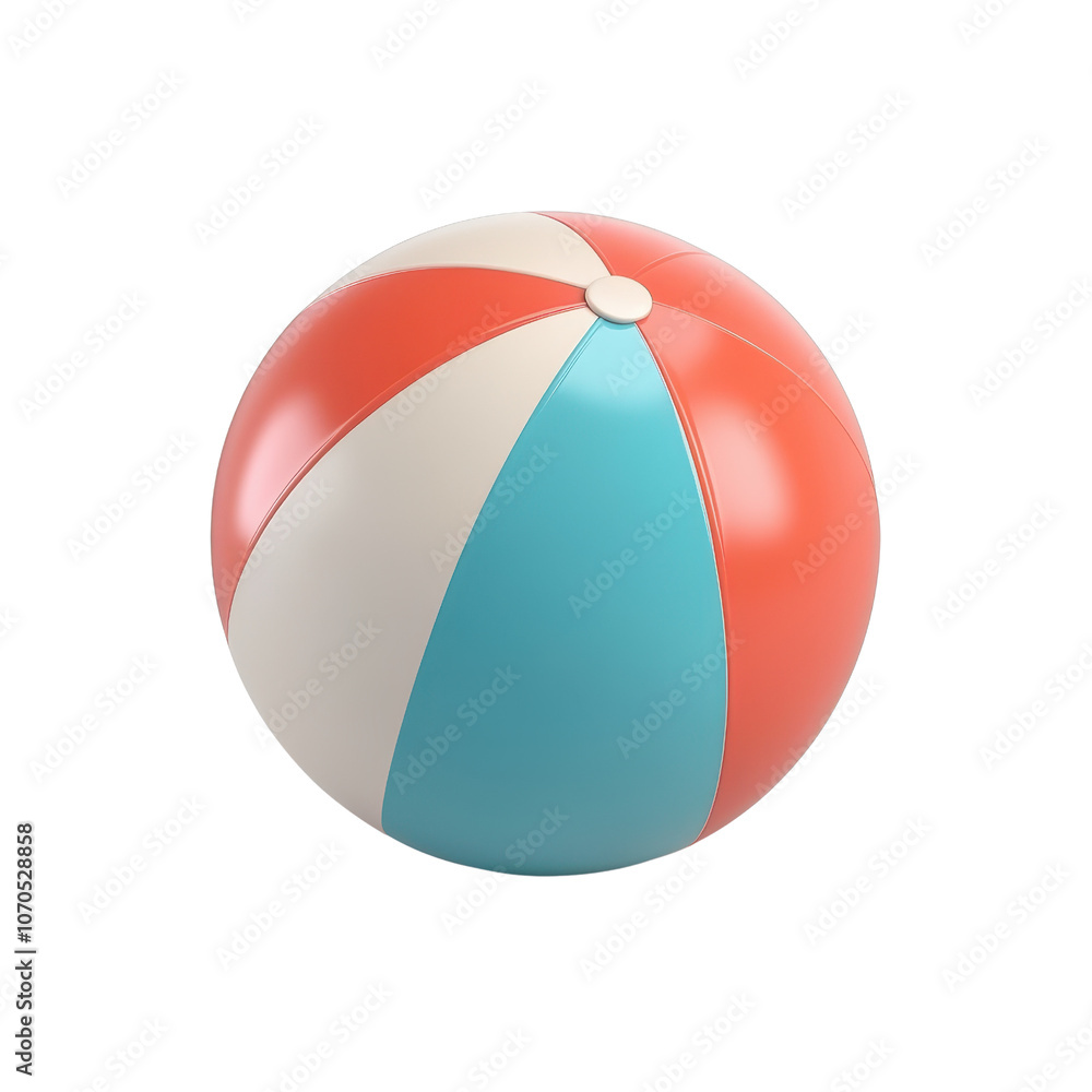 A colorful beach ball featuring red, blue, and white segments, perfect for summer fun and recreational activities., isolated on a transparent background. A colorful beach ball featuring red, blue, and white segments, perfect for summer fun and recreational activities., isolated on a transparent background.
