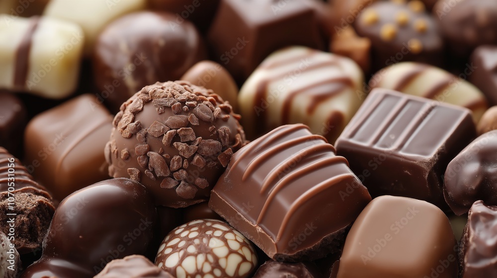 Different delicious chocolates candies. Close-up. Different delicious chocolates candies. Close-up.
