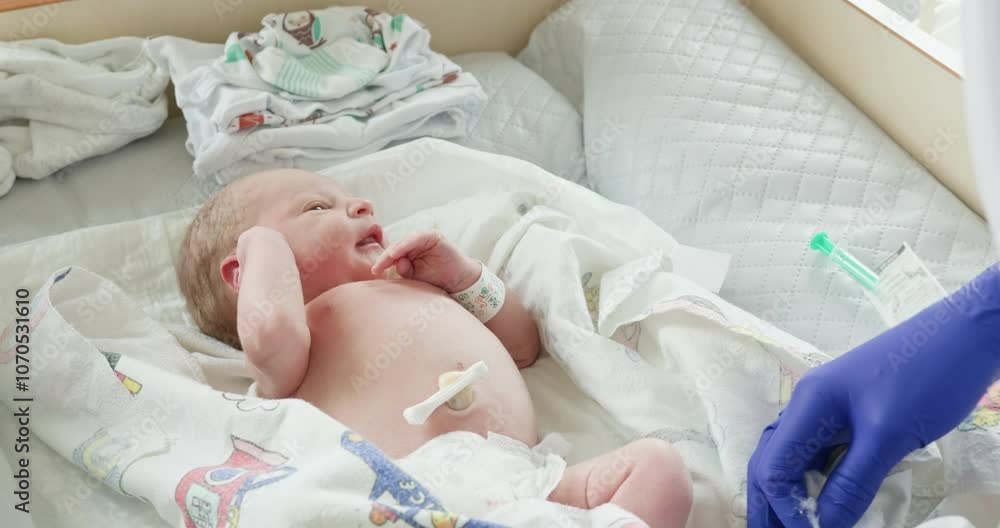 Neonatal Care Cherishing Every Moment Spent in the Hospital with Your Newborn Baby. A dedicated healthcare professional is actively tending to a newborn in a warm and caring hospital setting Neonatal Care Cherishing Every Moment Spent in the Hospital with Your Newborn Baby. A dedicated healthcare professional is actively tending to a newborn in a warm and caring hospital setting