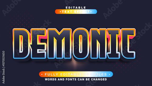 editable 3d demonic bold text effect.typhography logo