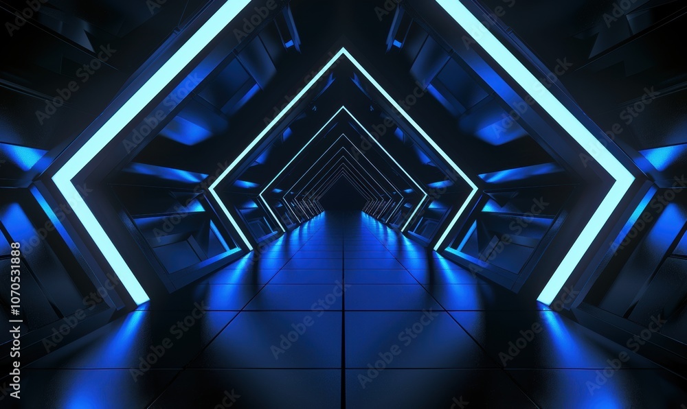 Obraz premium 人造空间科技概念抽象隧道背景