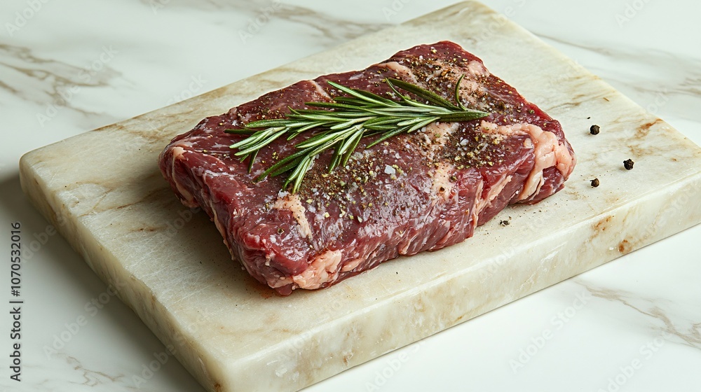 Raw beef with rosemary and spices on cutting board, raw, beef, meat, rosemary, spices, cutting board, fresh, ingredient Raw beef with rosemary and spices on cutting board, raw, beef, meat, rosemary, spices, cutting board, fresh, ingredient