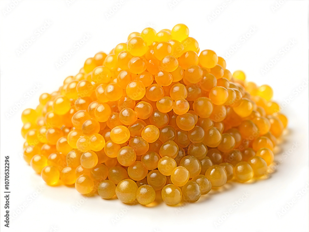 Yellow caviar on white background Yellow caviar on white background